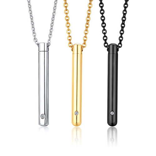 Wholesale Stainless Steel Cylinder Cremation Urn Pendant Necklace