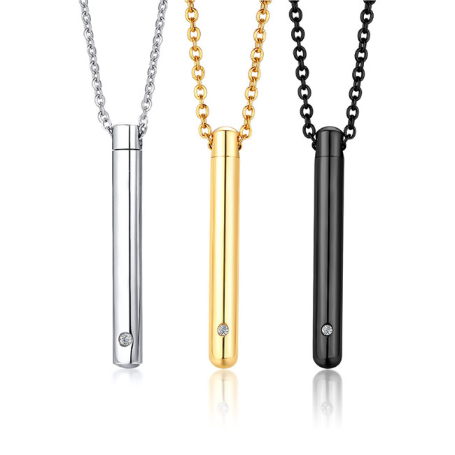 Wholesale Stainless Steel Cylinder Cremation Urn Pendant Necklace