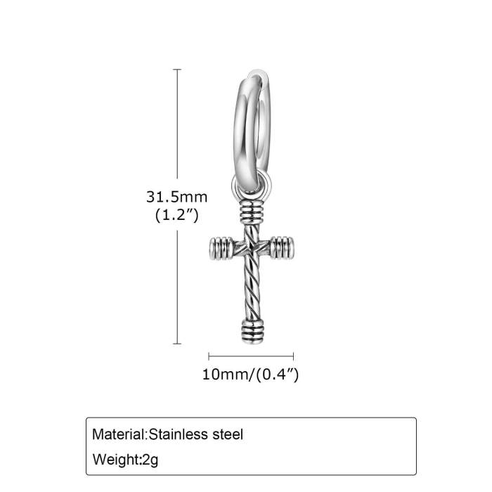 Wholesale Stainless Steel Hoop Earring with Cross