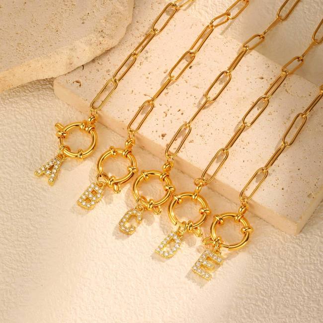 Wholesale Stainless Steel Copper Initial Necklace