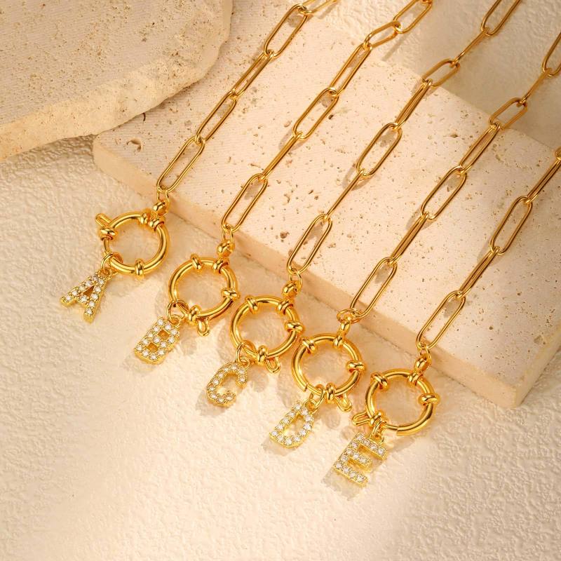 Wholesale Stainless Steel Copper Initial Necklace