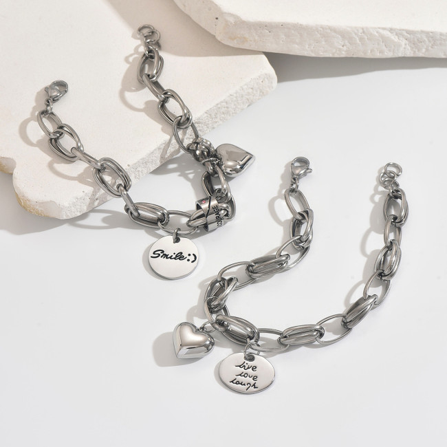 Wholesale Stainless Steel Bracelet with Live Love Laugh