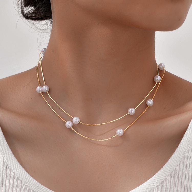 Wholesale Copper Double Layered Pearl Chain