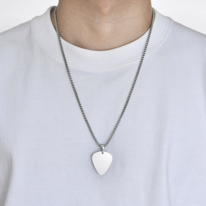 Wholesale Stainless Steel Engravable Guitar Pick Necklace