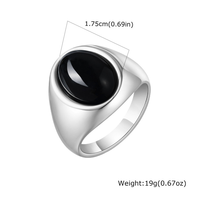 Wholesale Stainless Steel Natural Stone Oval Ring