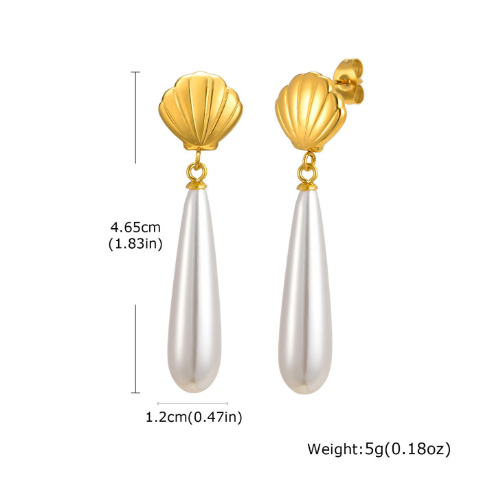 Wholesale Stainless Steel Pearl Drops Earrings