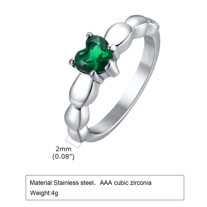 Wholesale Stainless Steel Heart Shape CZ Rings for Women