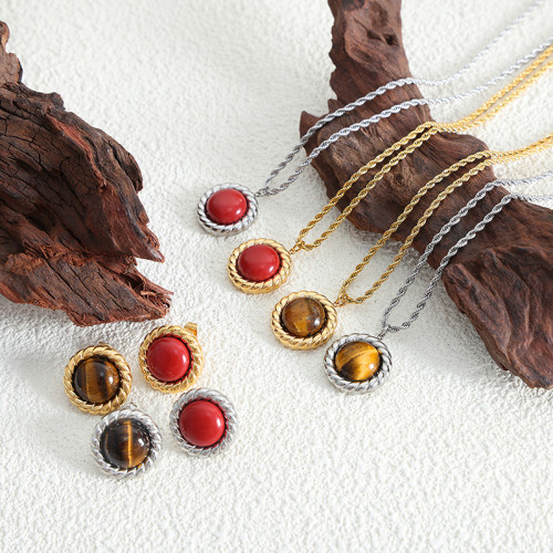 Wholesale Stainless Steel Tiger Eye Pendant Necklace