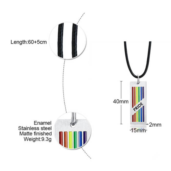 Wholesale Stainless Steel Pride Dog Tag Rectangular Pendant