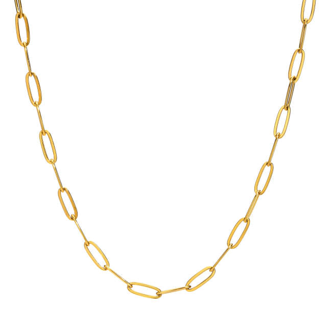Wholesale Stainless Steel Paperclip Chain Clavicle Necklace
