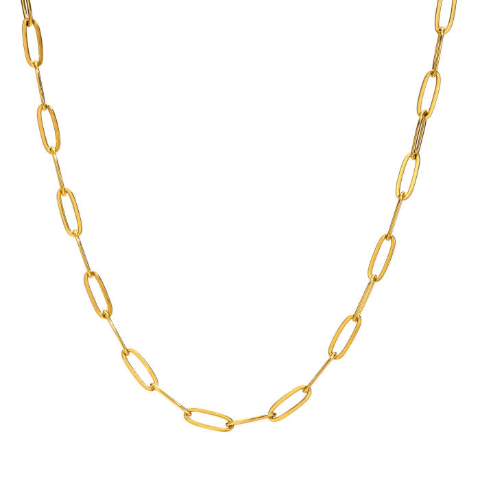 Wholesale Stainless Steel Paperclip Chain Clavicle Necklace