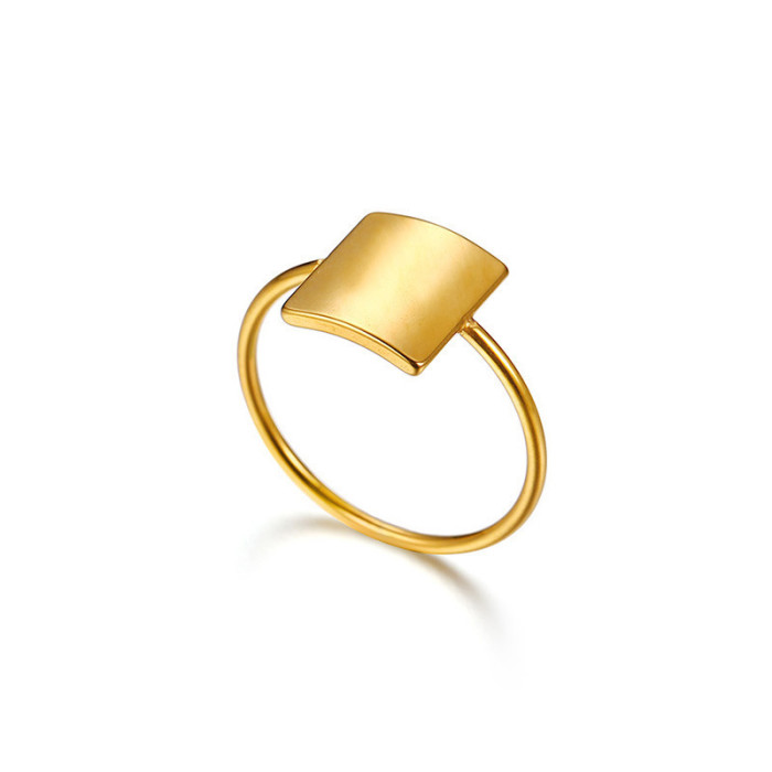 Wholesale Stainless Steel Minimalist Gold Square Statement Ring