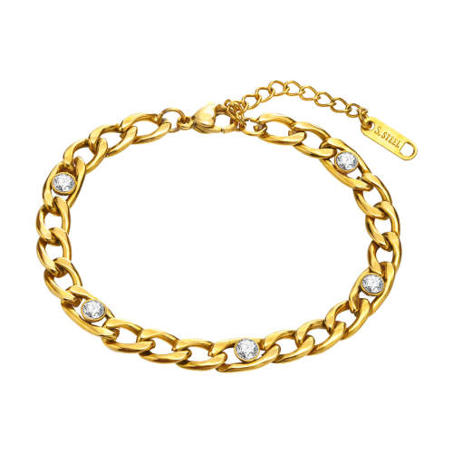 Wholesale Stainless Steel NK Chain Bracelet with CZ