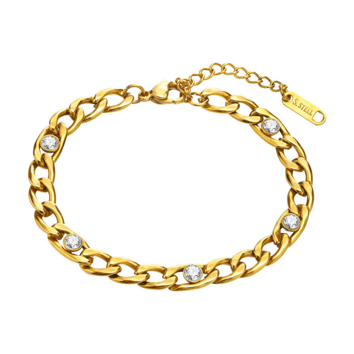Wholesale Stainless Steel NK Chain Bracelet with CZ