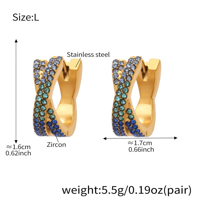 Wholesale Stainless Steel Pave Huggie Earrings