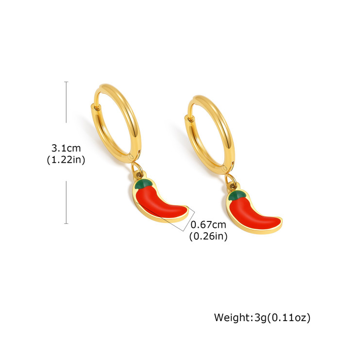 Wholesale Stainless Steel Strawberry Cherry Earrings
