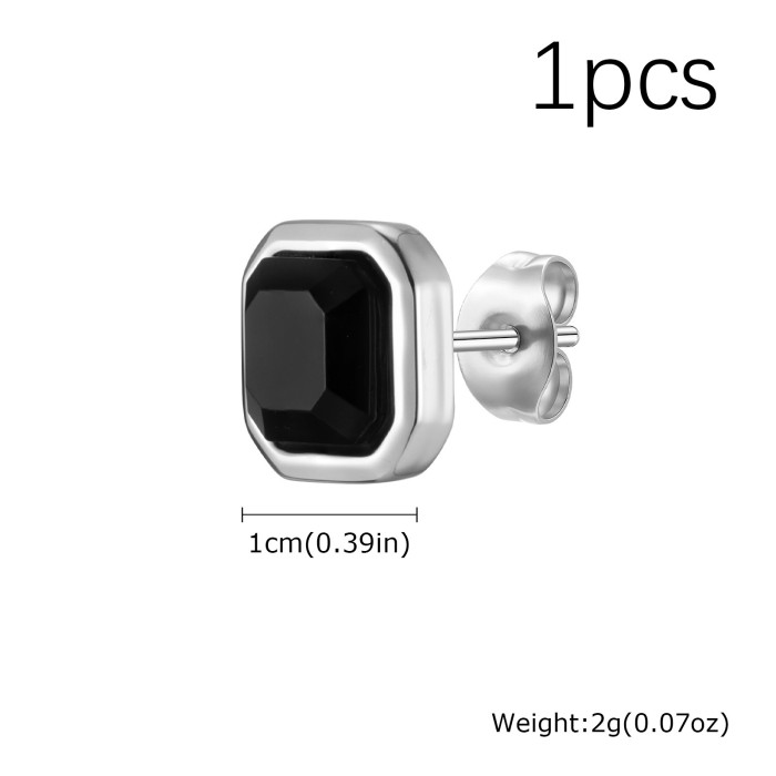 Wholesale Stainless Steel Black Onyx  Stud Earrings