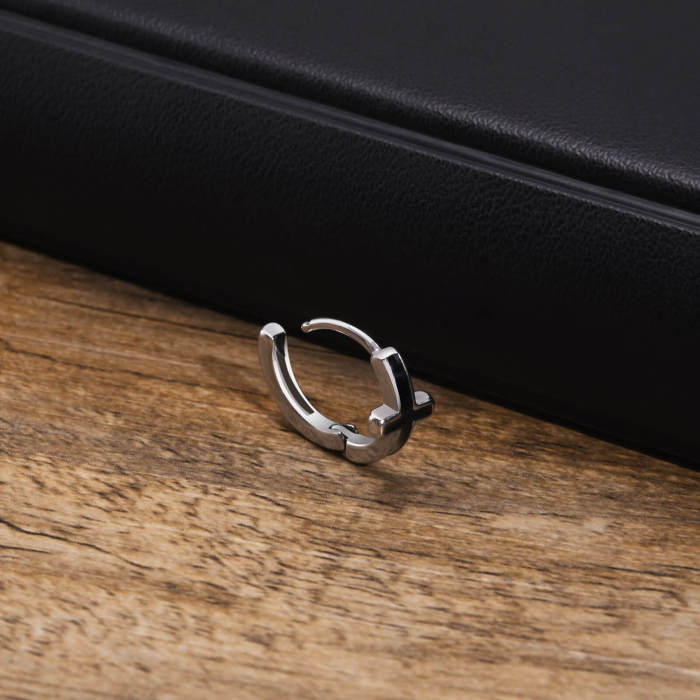 Wholesale Stainless Steel Enamel Cross Hoop Earrings