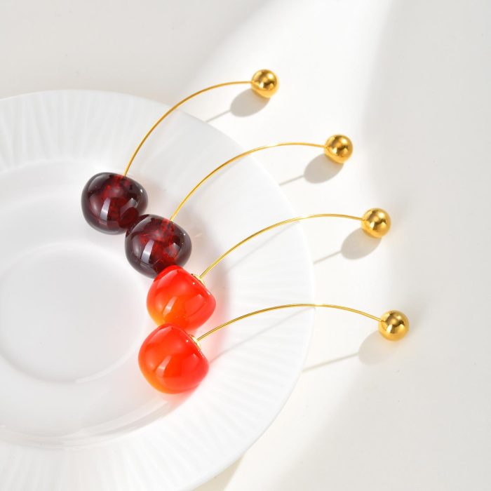 Wholesale Stainless Steel Cherry Earrings