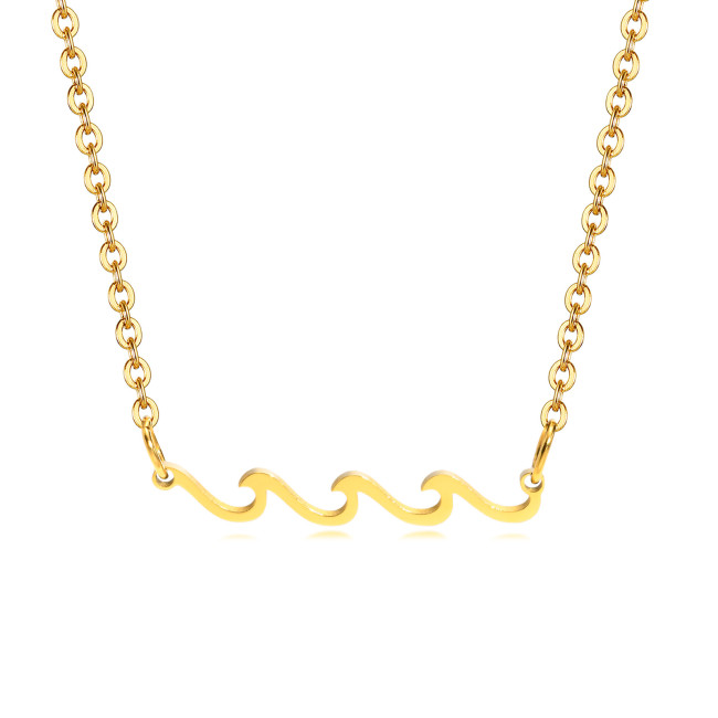 Wholesale Stainless Steel Wave Pendant Necklace