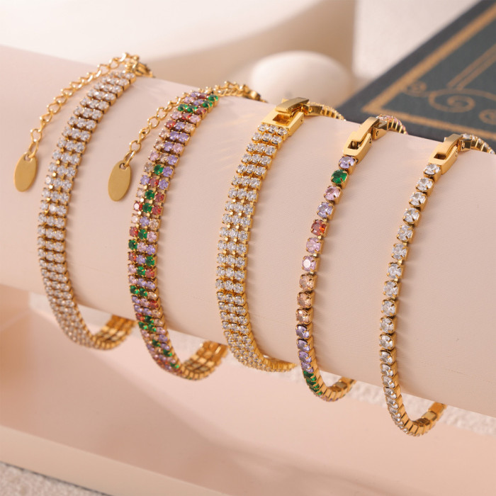 Wholesale Stainless Steel Gold Plated CZ Tennis Bracelet