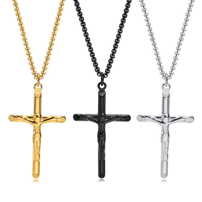 Wholesale Stainless Steel Mens Black Cross Pendant