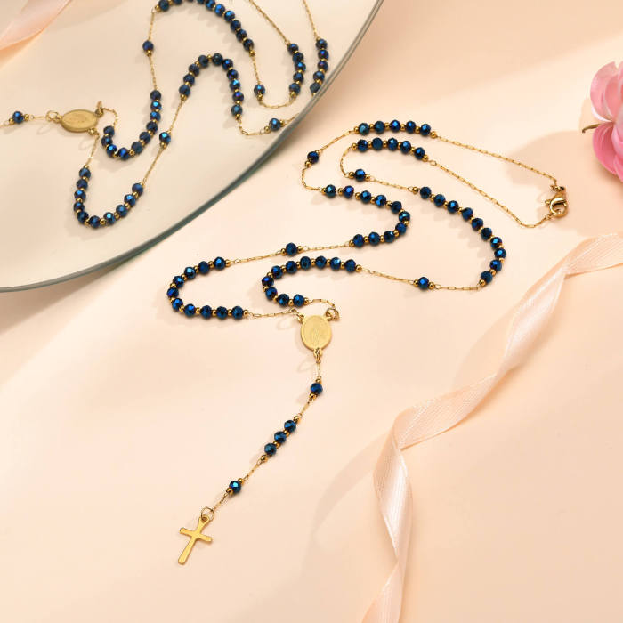 Wholesale Stainless Steel Rosy Cross Necklace