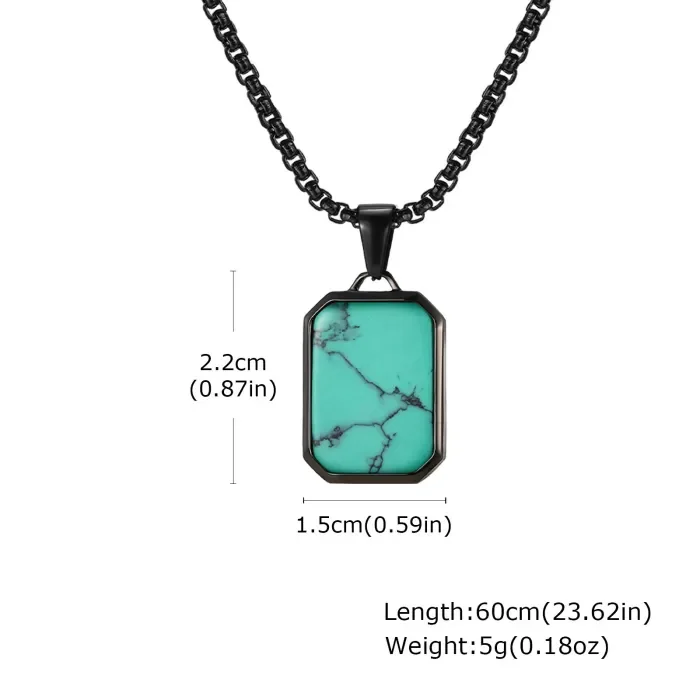 Wholesale Stainless Steel Men Octagonal Pendant with Stone