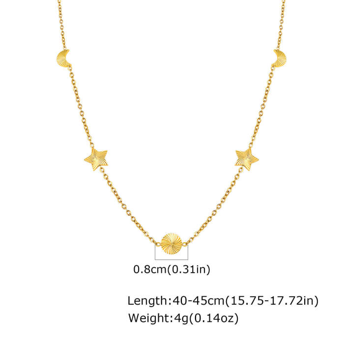 Wholesale Stainless Steel Sun Moon Star Necklace