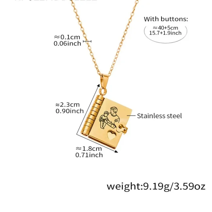 Wholesale Stainless Steel Book Pendant Necklace