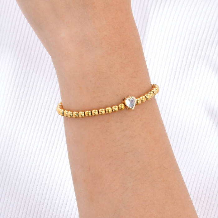 Wholesale Stainless Steel Beads Copper Heart Bracelet