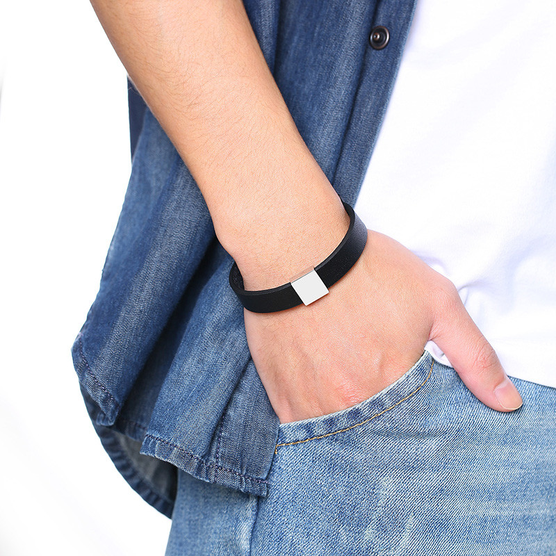 Wholesale Personalized Genuine Black Leather Bracelet