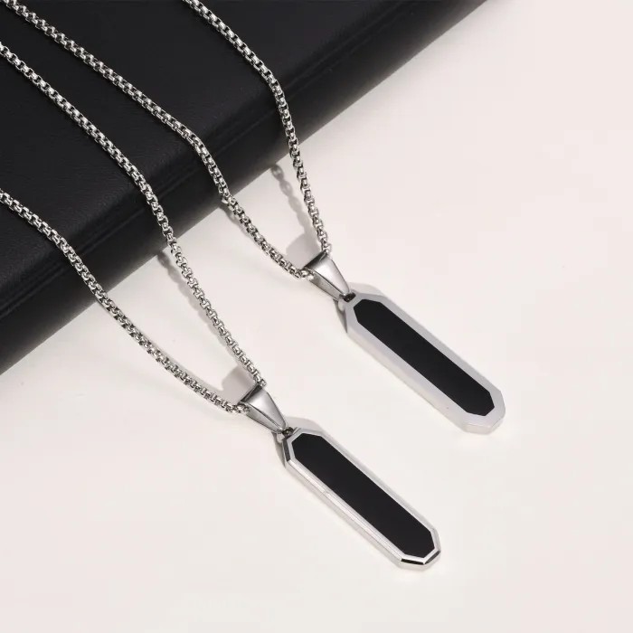 Wholesale Stainless Steel Men's Vertical Bar Octagonal Pendant
