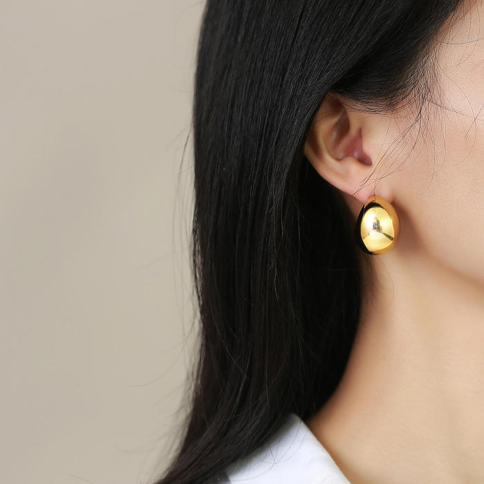 Wholesale Stainless Steel Hollow Crescent Moon Earrings