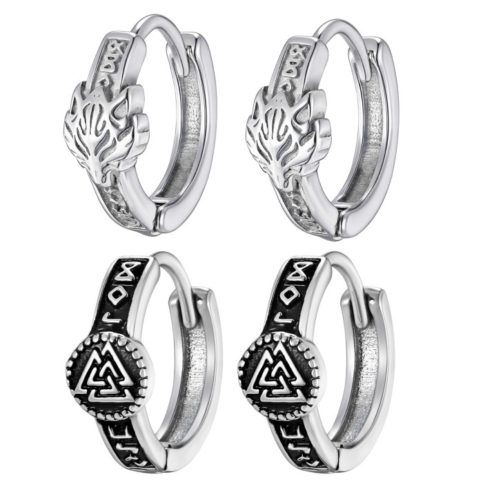 Wholesale Stainless Steel Viking Hoop Earrings