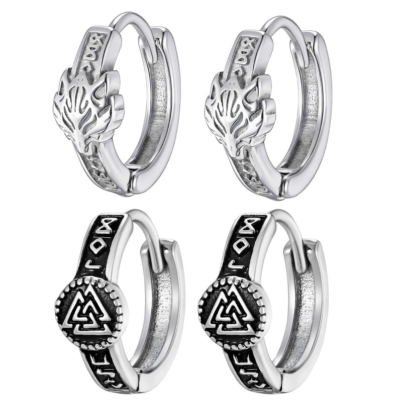 Wholesale Stainless Steel Viking Hoop Earrings