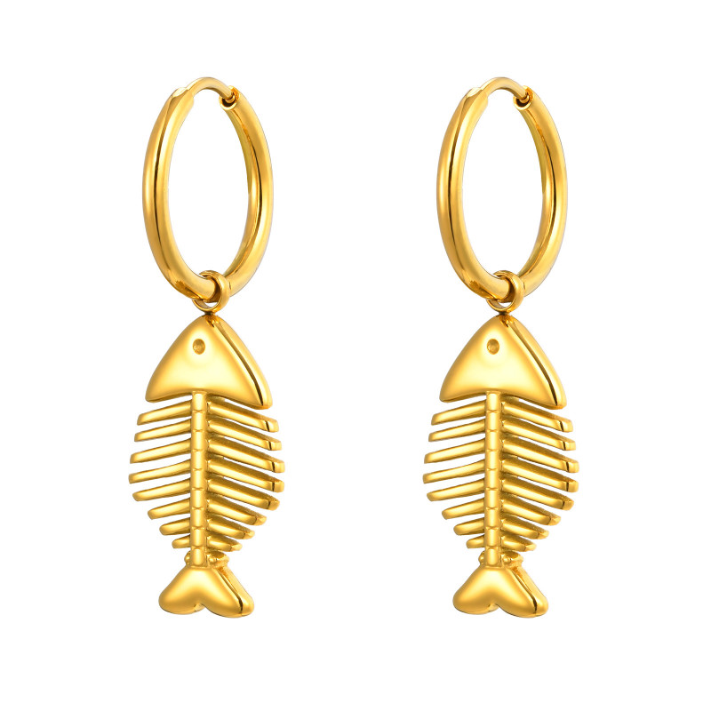 Wholesale Stainless Steel Fishbone Earrings