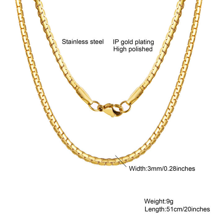 Wholesale Stainless Steel Men's Box Chain Necklace
