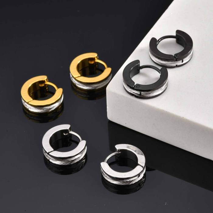 Wholesale Stainless Steel Two-tone Huggie Earrings