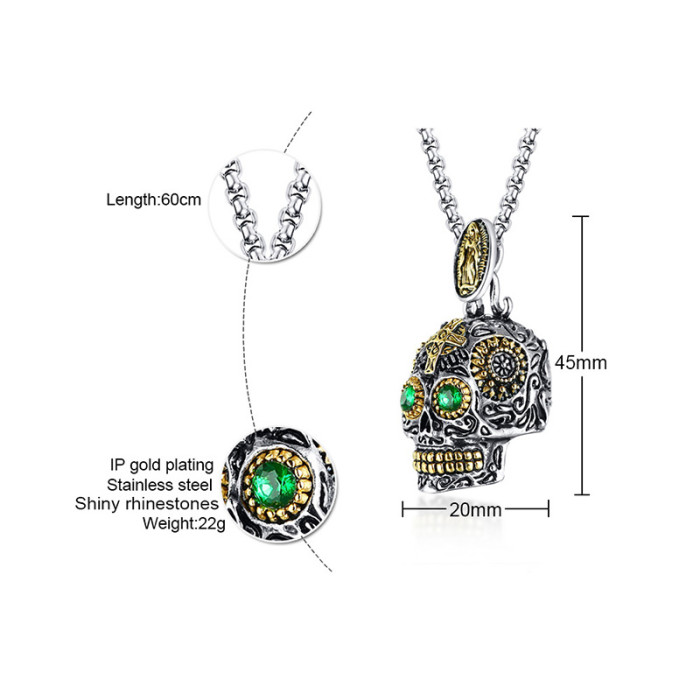 Wholesale Stainless Steel Skull Pendant Necklace