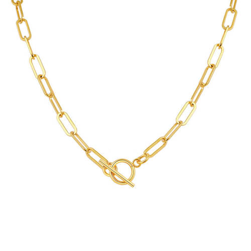 Wholesale Stainless Steel Pearl Paper Clip T-Bar Necklace