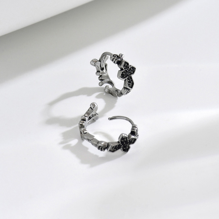 Wholesale Stainless Steel Black CZ Huggie Earrings