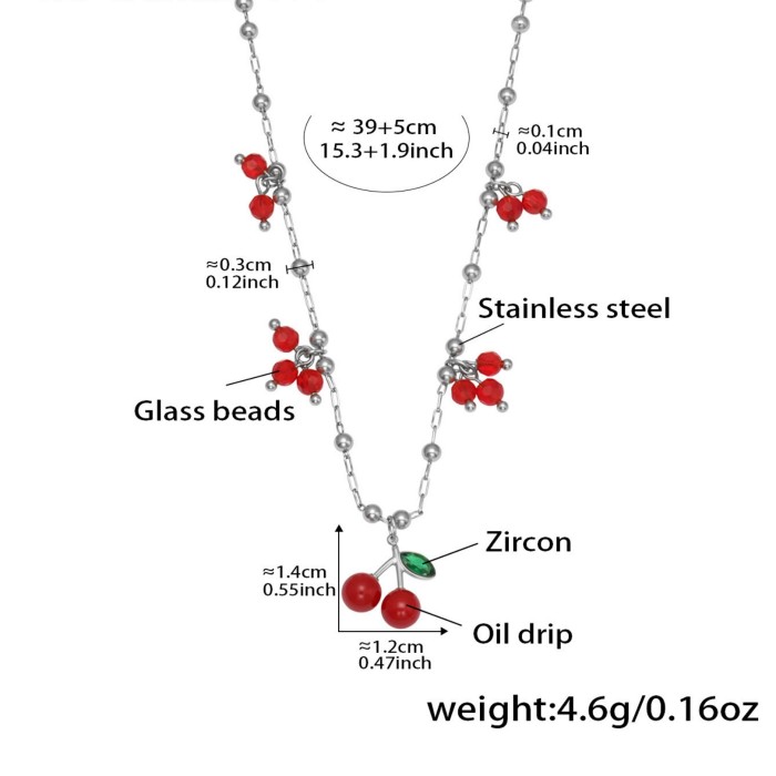 Wholesale Stainless Steel Cherry charm bracelet