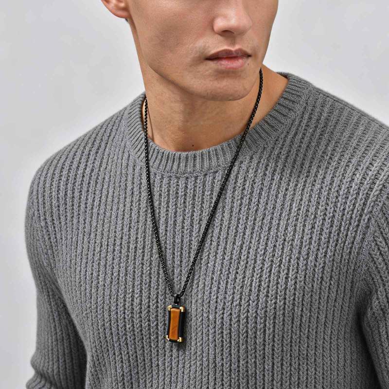 Wholesale Stainless Steel Rectangular Tiger's Eye Pendant
