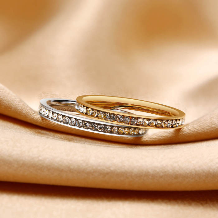Wholesale Stainless Steel 2mm CZ Full Eternity Ring