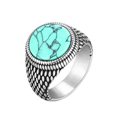 Wholesale Stainless Steel Black Onyx Turquoise Ring
