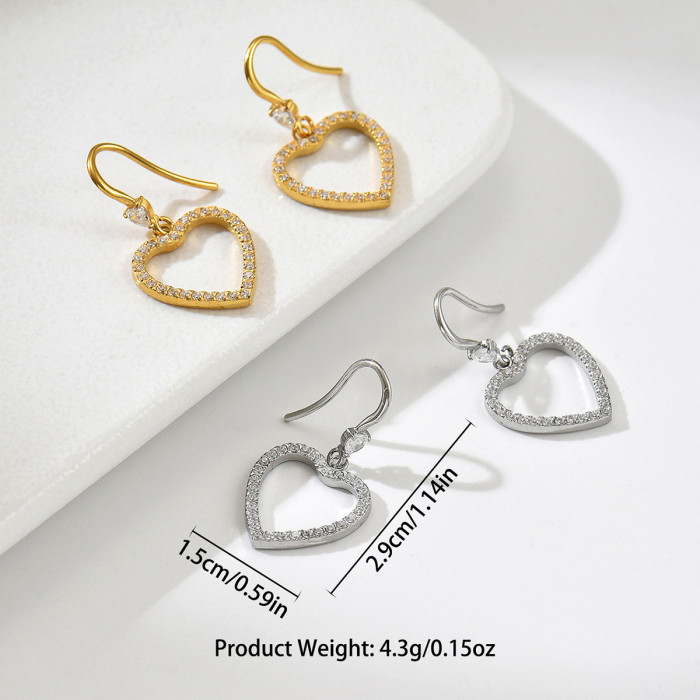 Wholesale Stainless Steel Open Heart Earrings