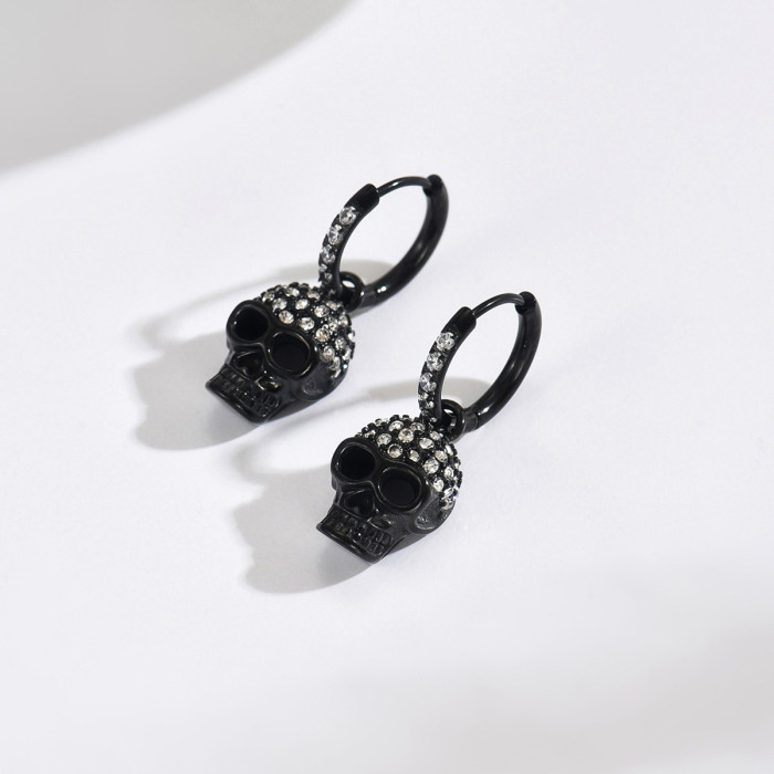 Wholesale Black Stainless Steel Skull Earrings
