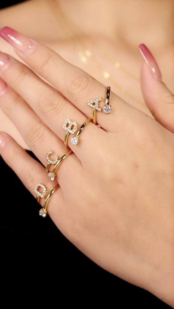 Wholesale Stainless Steel CZ Letter Bracelet Necklace Earrings Ring