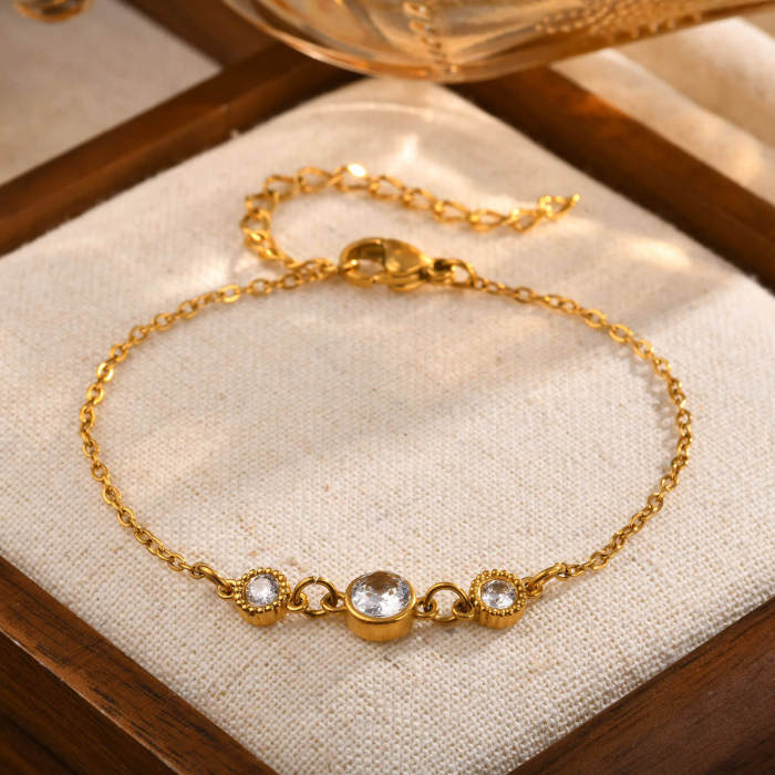 Wholesale Stainless Steel White Zirconia Bracelet
